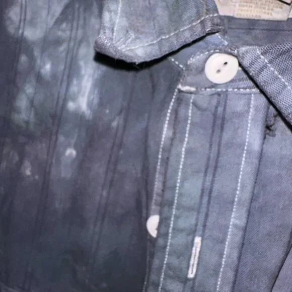 Grunge Banana Republic Shirt Button Up Collar Size Large Blue Tied Dyed Cotton - Picture 3 of 7